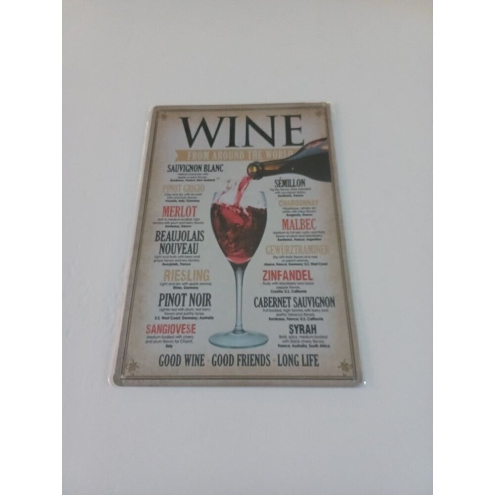 Wine From Around The World Retro Vintage Tin Sign 8 X 12 (159)